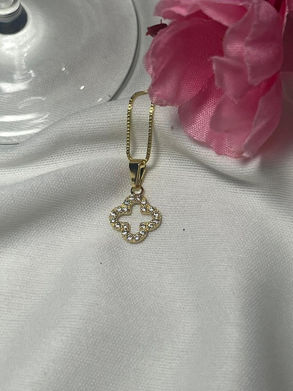 Colar Trevo Cravejado Ouro